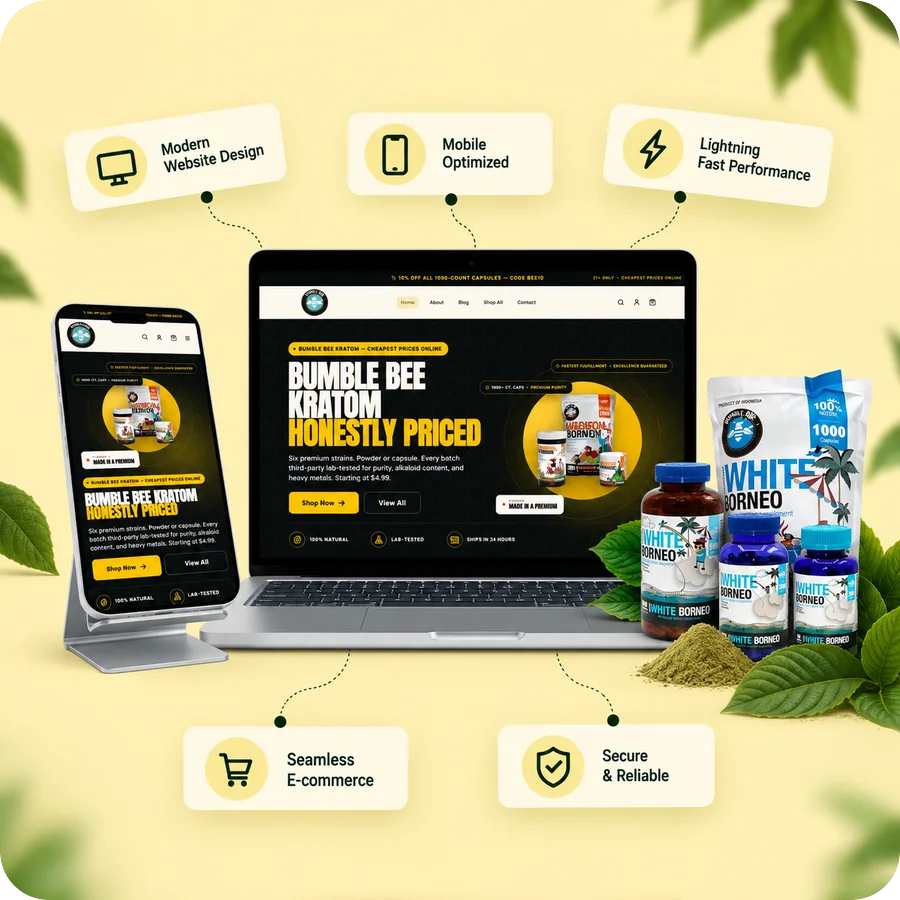 Bumble Bee Kratom portfolio mockup